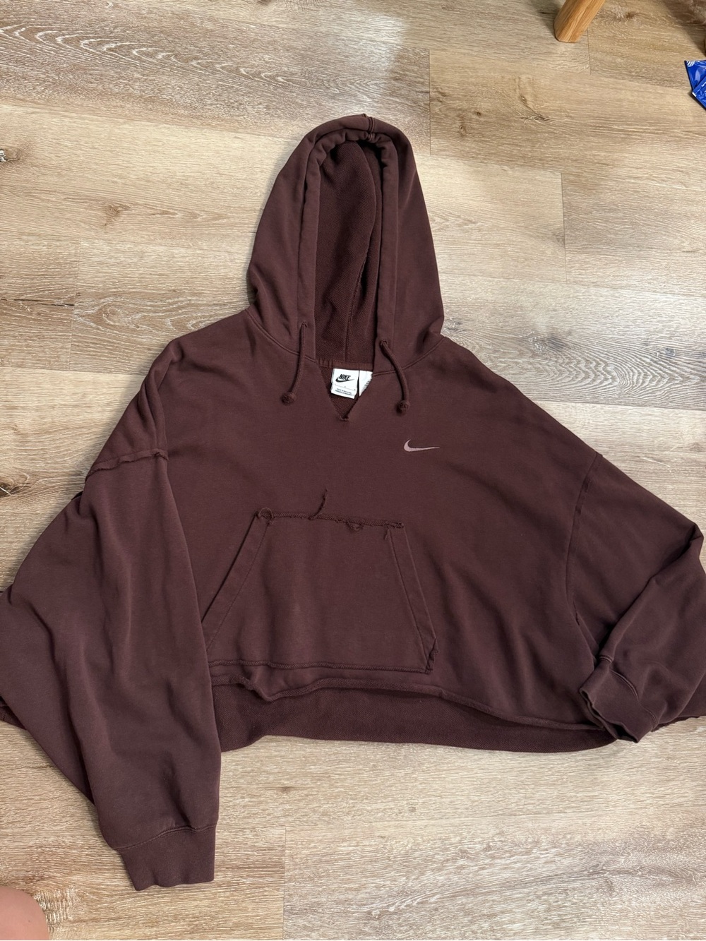 Nike Dark Brown Crewneck Cropped Hoodie